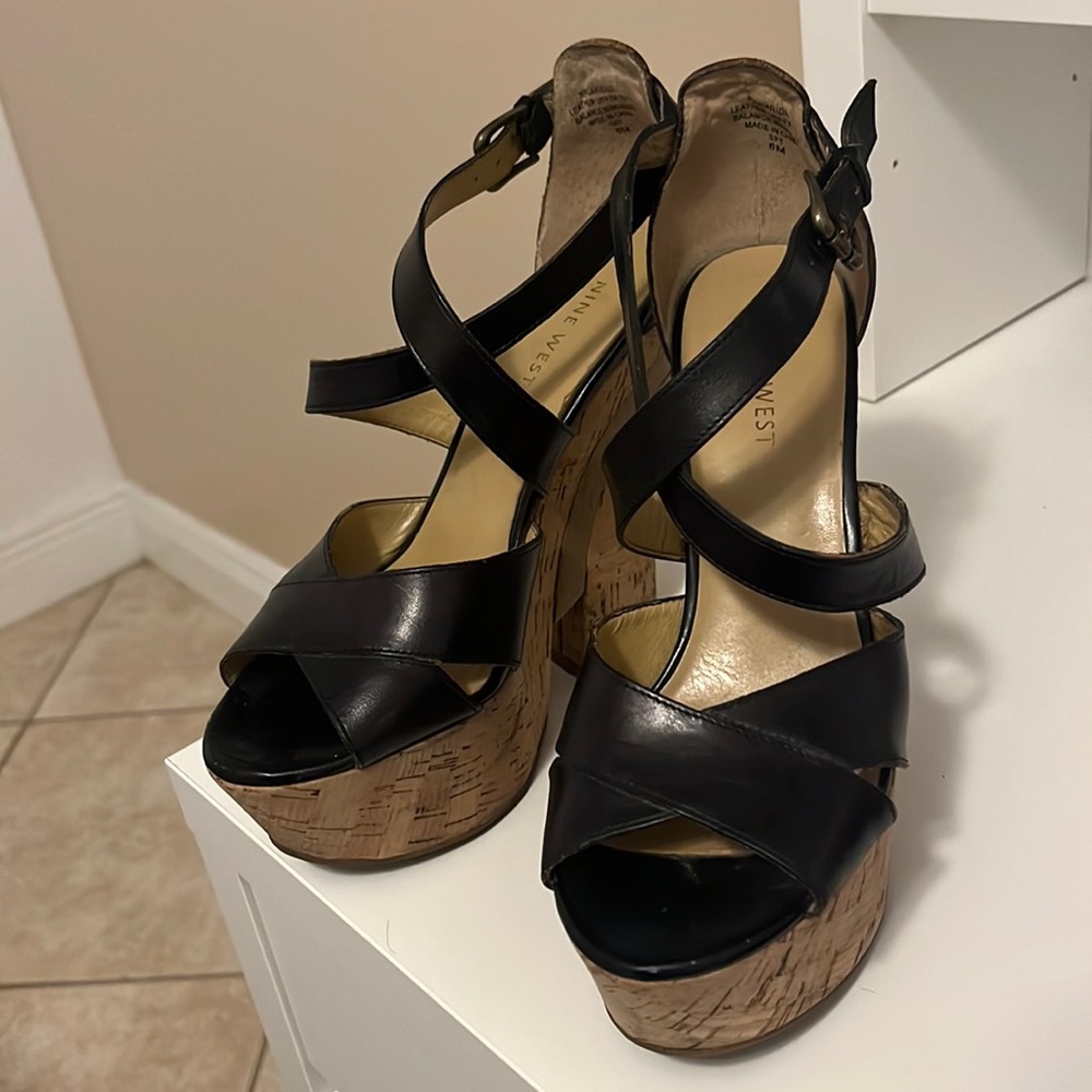 Nine West cork platform heels